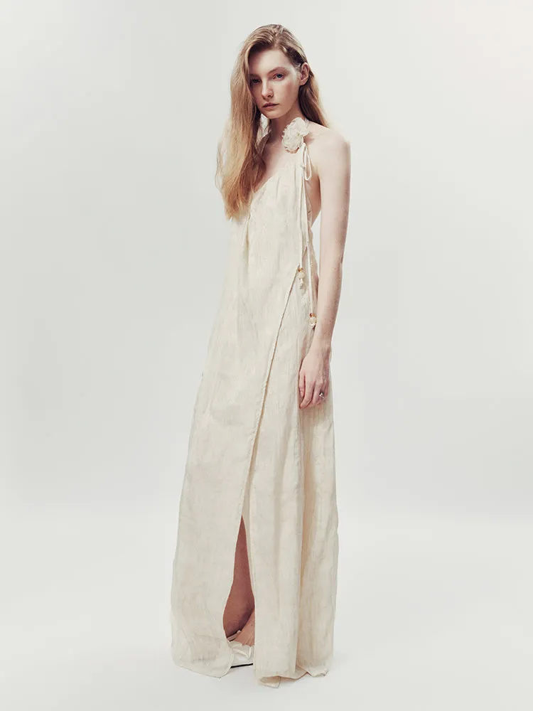 Back-Open Summer Natural Long Wrap Dress