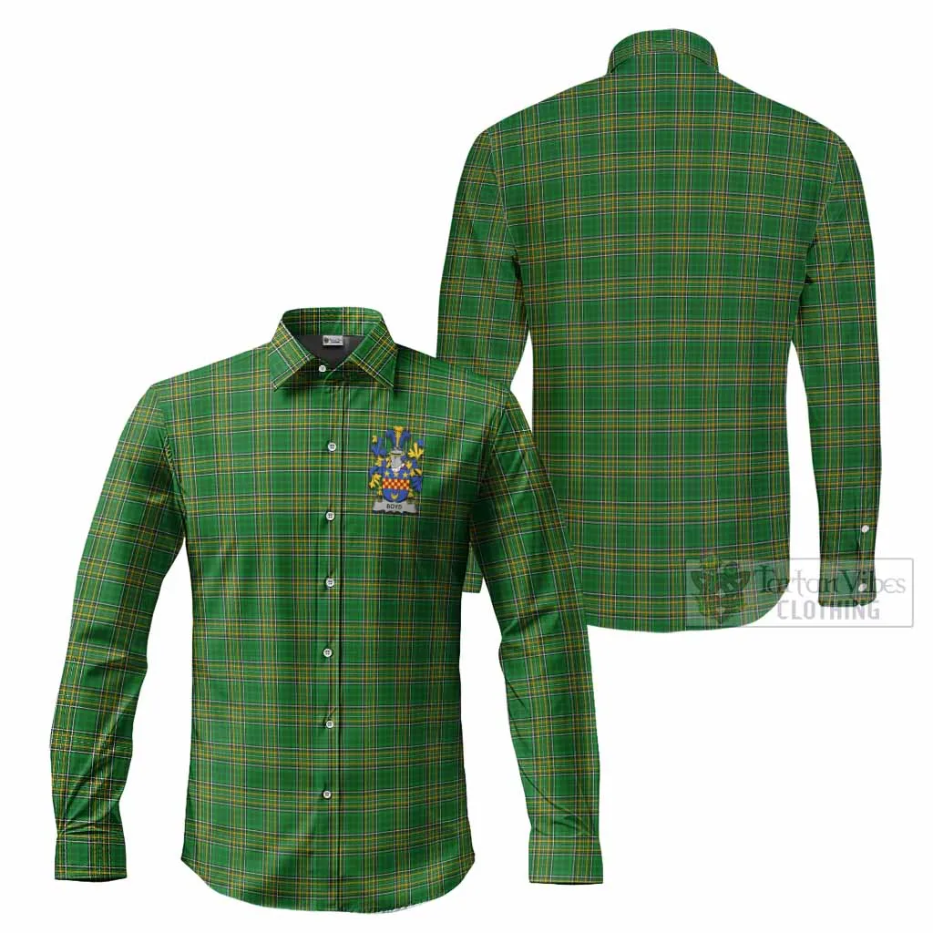 Boyd of Danson Irish Clan Tartan Long Sleeve Button Up with Coat of Arms