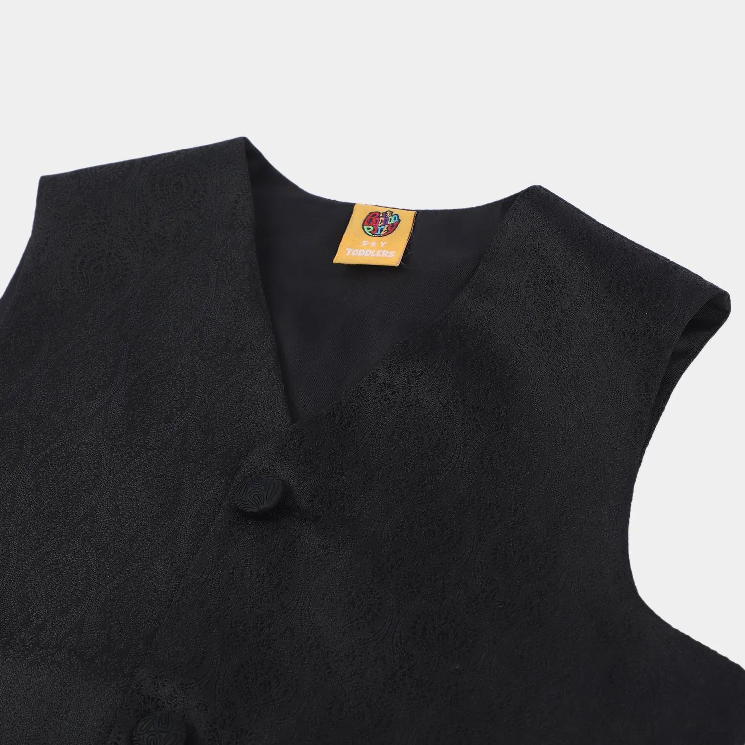 Boys Viscose Stand Alone Waist Coat -BLACK