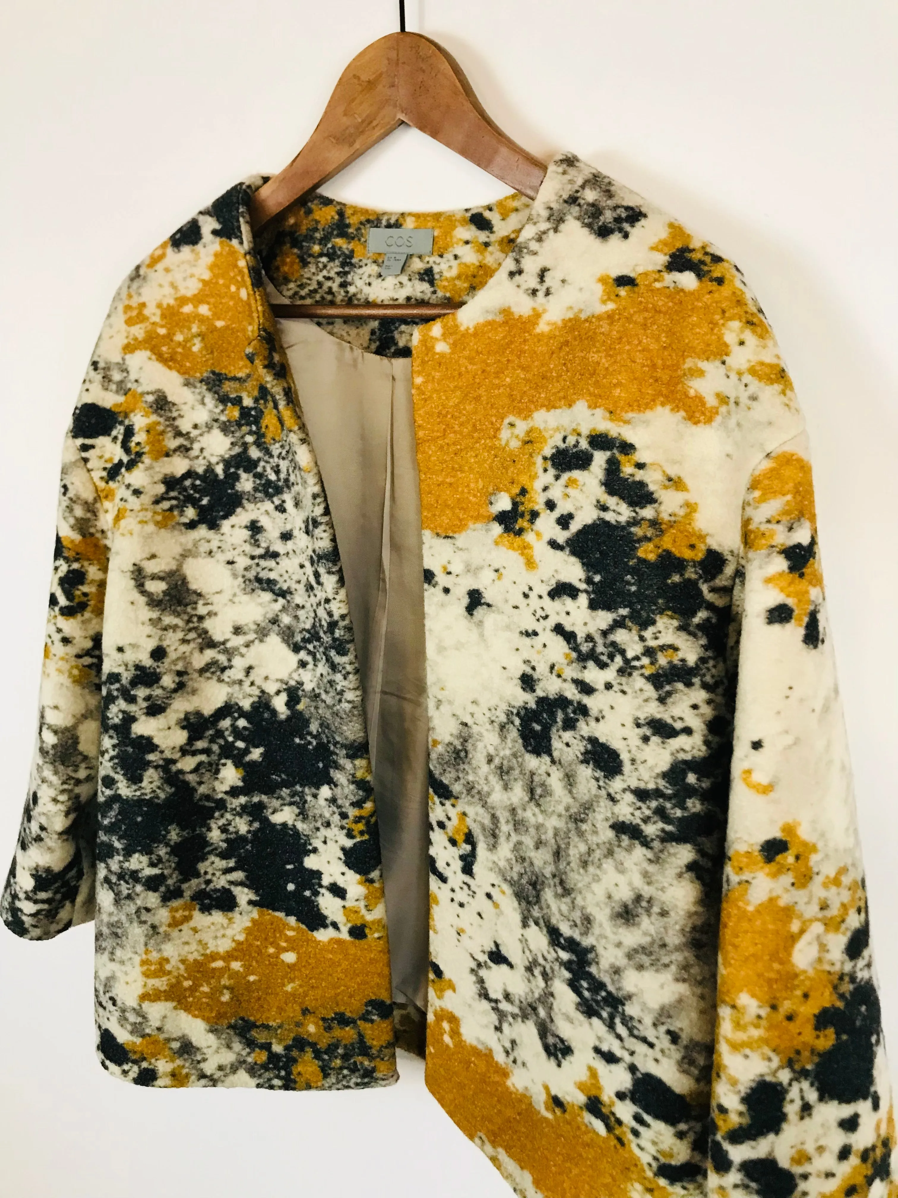 COS Women's Wool Splatter Print Cropped Blazer Jacket | EU40 UK12 | Multicolour