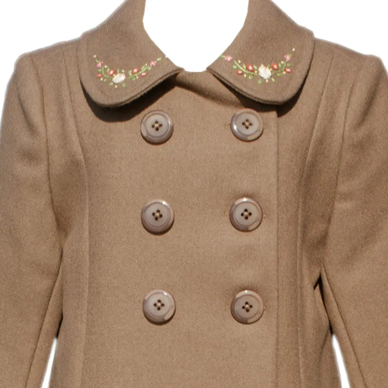 Girls Wool Coat Double Breasted in Brown Color 6ys. Last One!