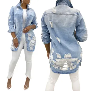 Nukty-shop men’s fall fashion Denim Women's Clothing New Fashion Casual Women's Clothing Denim Coat Female