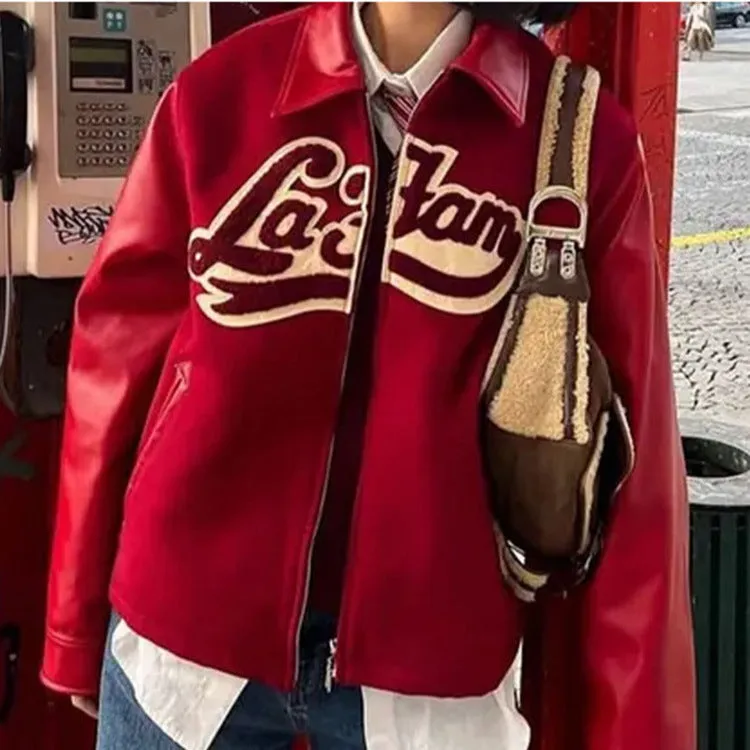Uniwim 90s streetwear 2024 Spring and Autumn New Retro Lapel Letter Printed Coat Jacket Baseball Uniform Personalized Street