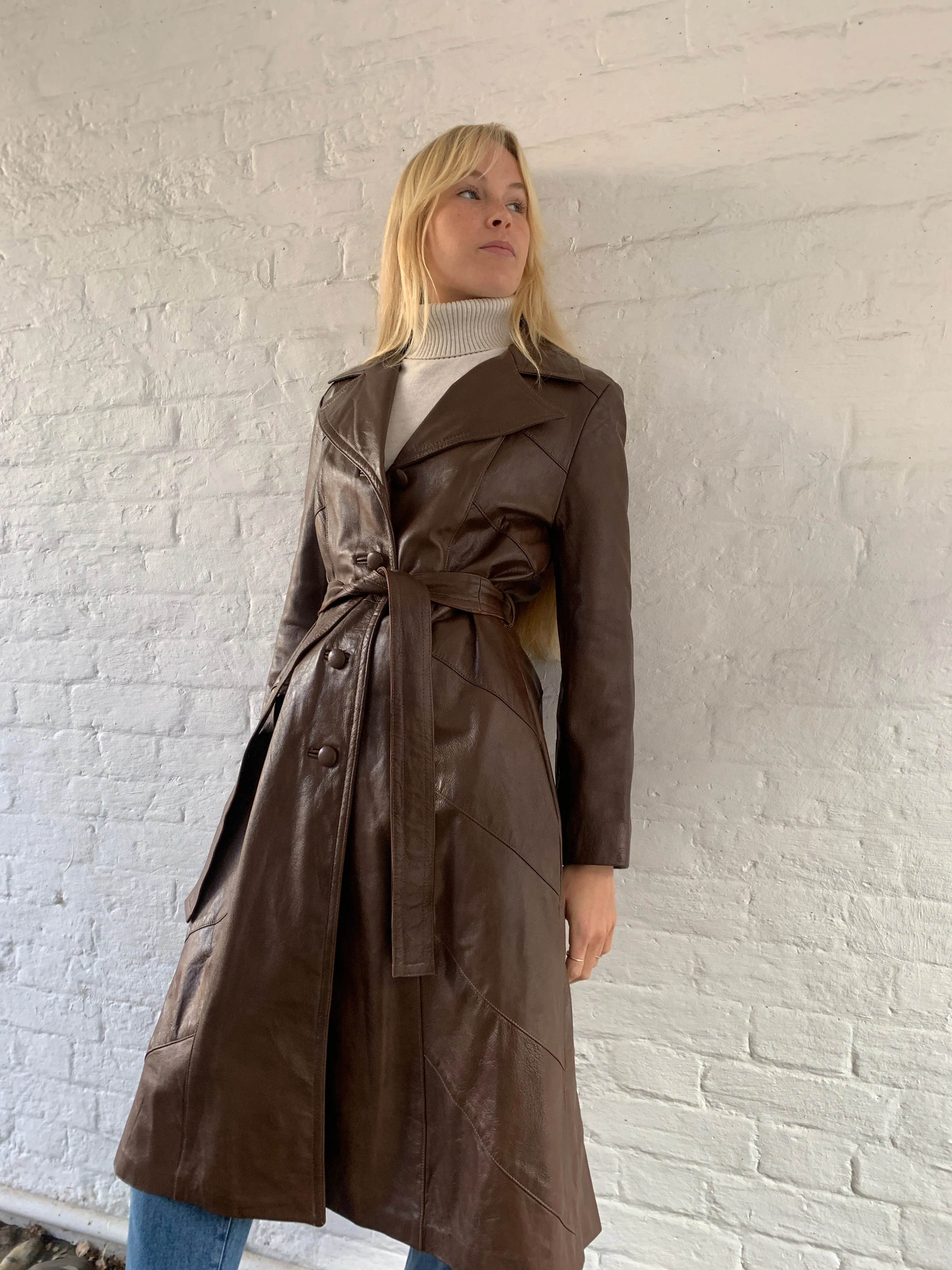 Vintage leather trench coat
