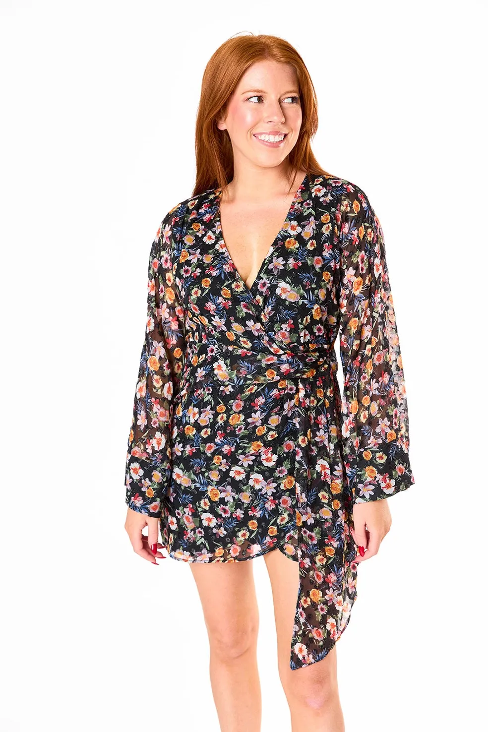 Viviana Floral Wrap Mini Dress